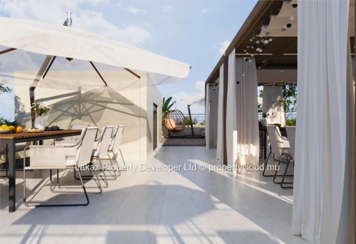 Appartement Moderne de 3 chambres avec Piscine sur le Toit-Terrasse à Pereybere